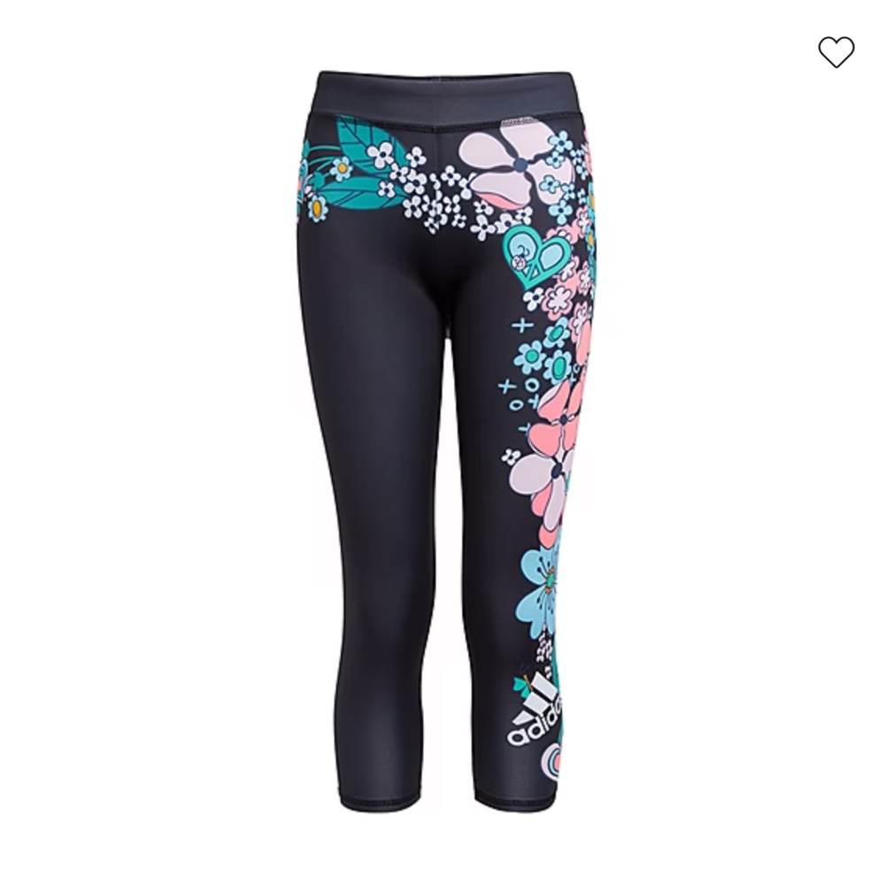 ADIDAS BIG GIRLS YXL(16) MID RISE ANKLE LEGGINGS
